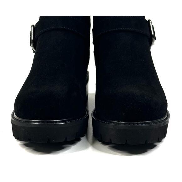La Canadienne Kian Waterproof Black Suede Ankle Boots Womens 7M Buckle New $550 - Picture 3 of 13